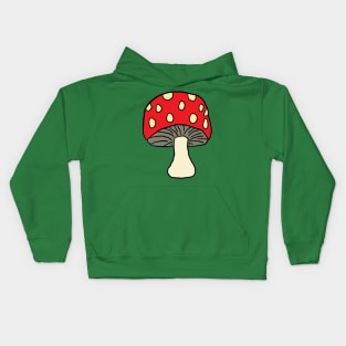 Mushroom, Fungi, Cute, Pretty Red Capped Mushroom Design Kids Hoodie